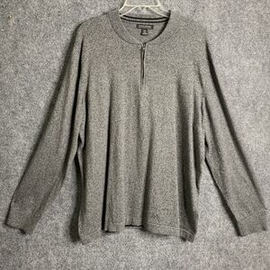 Banana Republic 1/4 Zip Sweater Blade Collar Men XXL Pima Cotton & Cashmere Gray